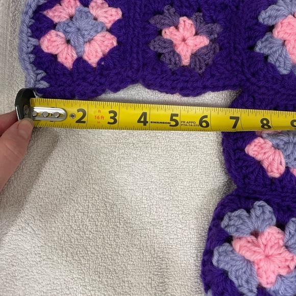 Handmade boho granny square crocheted hooded sweater - Picture 5 of 5